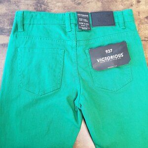 Victorious LA Bright Green Denim Jeans 32W x 32L New with Tags NWT
